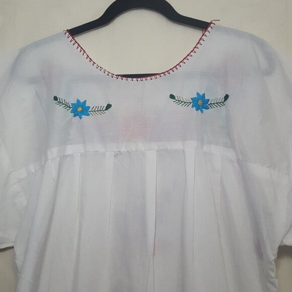 Handmade embroidered mexican-style midi dress M/L - Picture 8 of 12